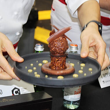 Chef Kevin Clémenceau's Plated dessert for the Valrhona C3 North American Final at StarChefs Congress 2019 - Photo by Cuisine Inspired