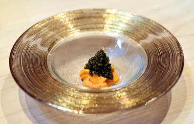 Sushi Ginza Onodera, NYC - Uni, Caviar - Photo by Michael Tulipan