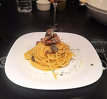 Truffle carbonara spaghetti - Urbani Truffles - NYC - Cuisine Inspired